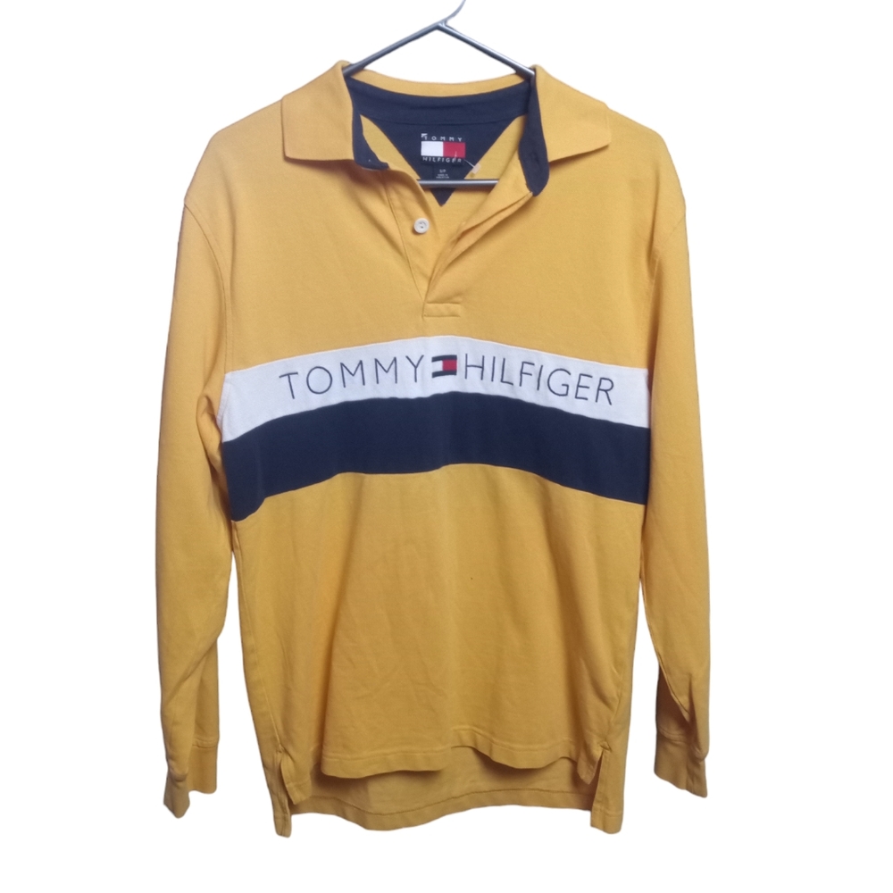 Tommy Hilfiger Embroidered Yellow Button Up Mens M